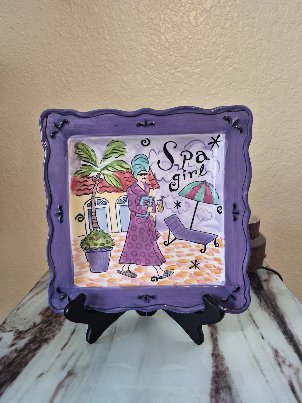 Certified International Ceramic Spa Girl Decorative Plate.